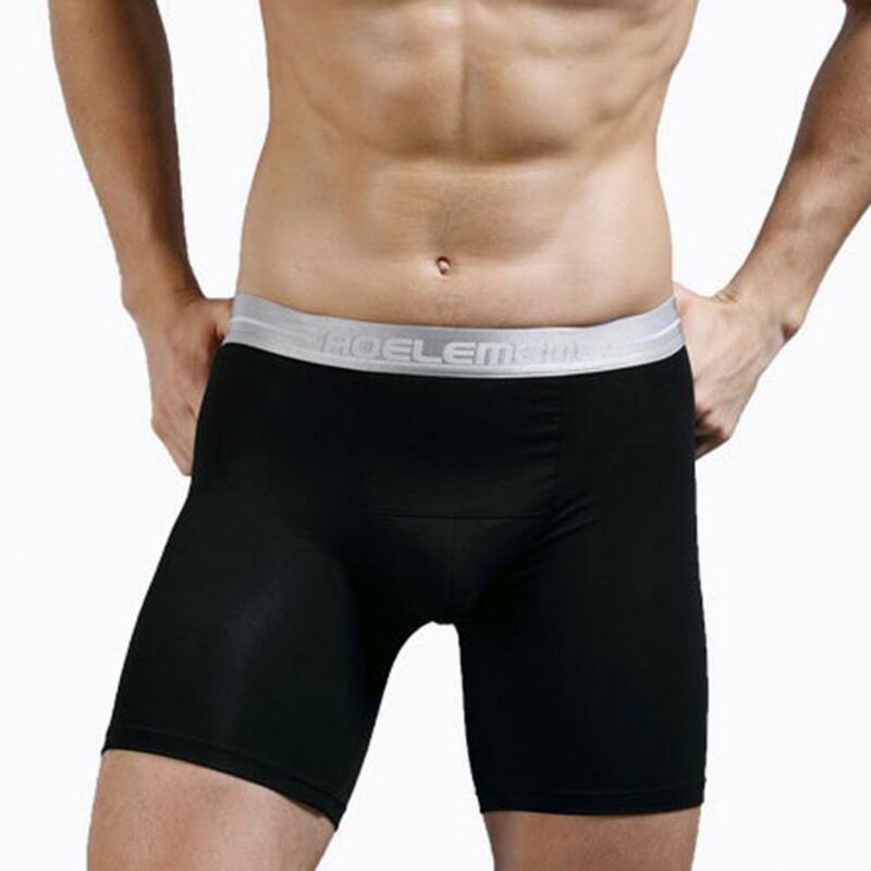 U-konvexe Unterhose mit langem Bein Herren brief druck Spleißen Sport unterwäsche solide atmungsaktive U-Beutel Mid-Rise-Shorts für aktive