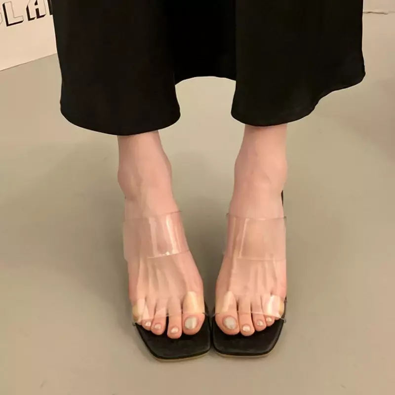 Sandalias De tacón alto transparentes para mujer, zapatillas sexys De fiesta en la playa, Zapatos Elegantes informales para verano, 2024