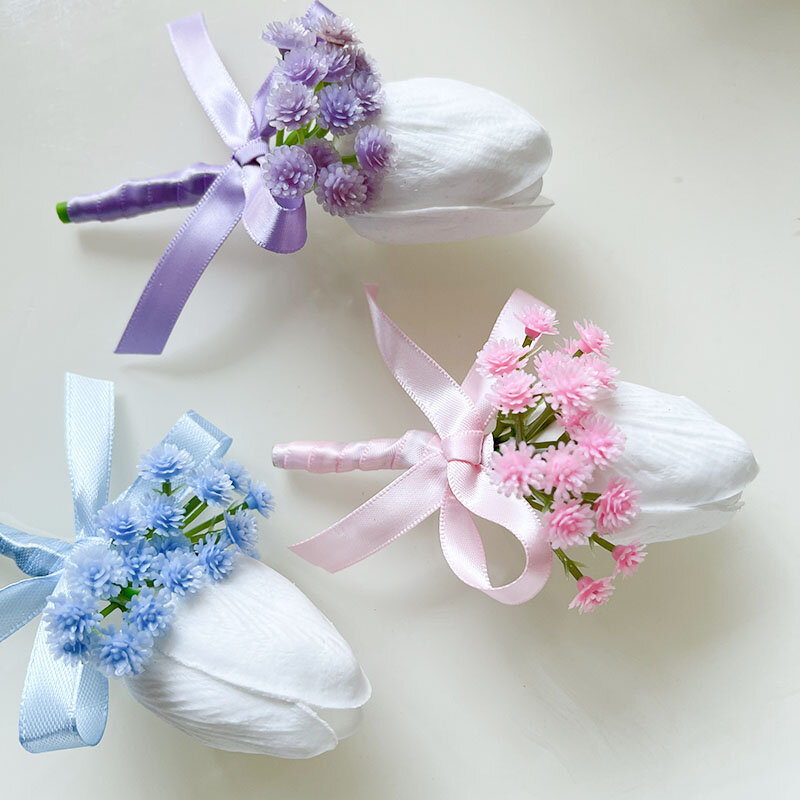Prom broche flores para homens, boutonniere corsage, acessórios do casamento, PU tulipa artificial, toque real, casamento partido, botoeira terno pin