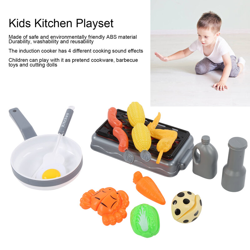 시뮬레이션 어린이 주방 놀이 세트, 요리 가상 놀이 장난감, DIY 음향 효과, 어린이 조리기구 세트, 교육용 장난감