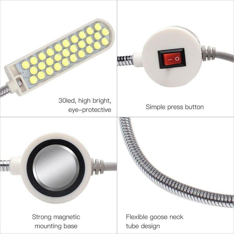 2W Sewing Machine Lamp With N38 Strong Magnetic 6000K 180lm Work Light For Sewing Machines Drill Presses Milling Machines