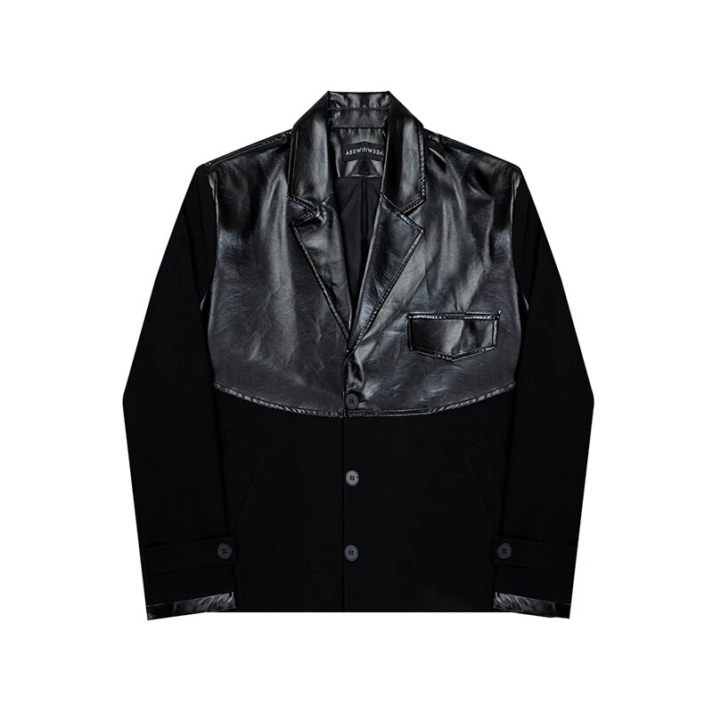 LUZHEN primavera New Fashion Pu Leather Splicing Design Suit giacche personalità da uomo Trendy Street Clothes spedizione gratuita LZ2504
