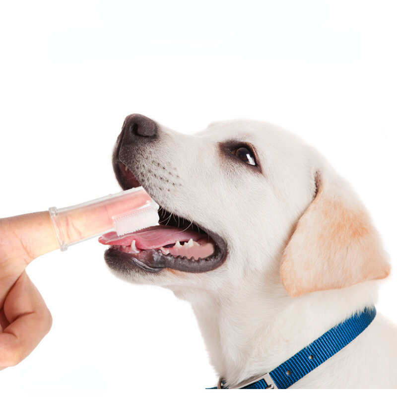 Cepillo de dientes con punta de dedo para mascotas, suministros de silicona suave TPR para perros, cuidado de las encías, eliminación de sarro, 52x24mm, limpieza Oral de piel de gato