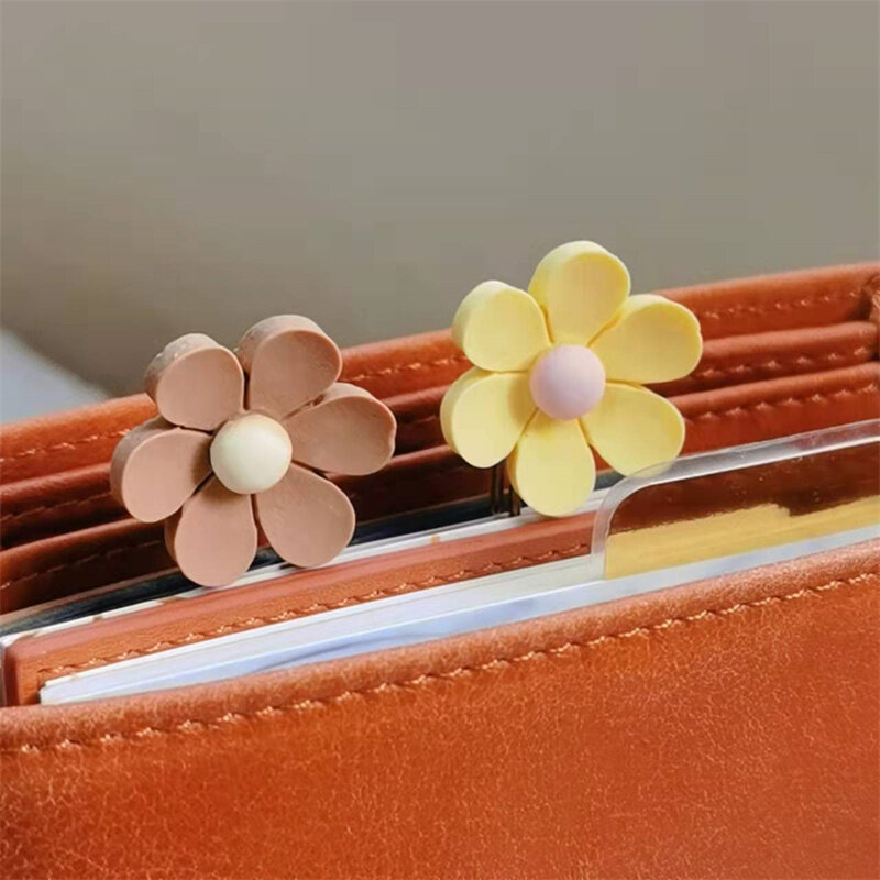 Acrílico amarelo caqui flor clipes de papel bonito bookmark ins estilo livro decoração caderno planejador acessórios
