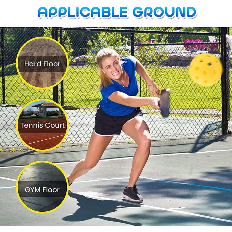 12 Pack Pickleball Balls for Outdoor or Indoor Sports Pickle Ball Set Durable Hard Bounce Pelota Padel Raquete Beach Tennis