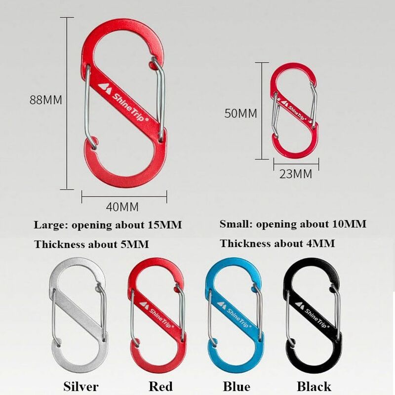 Carabiner Clips Aluminum Alloy S Shape Outdoor Climbing Camping EDC Spring Keychain Hook Double Lock Buckle Large