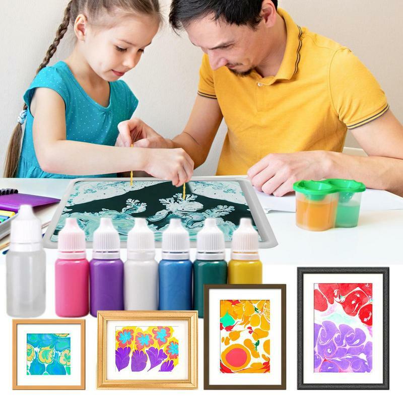 Kit de arte de pintura marmoleada, Kit de marmoleado de agua para papel de tela, Navidad, Acción de Gracias, vacaciones de Pascua, regalos para niños y niñas
