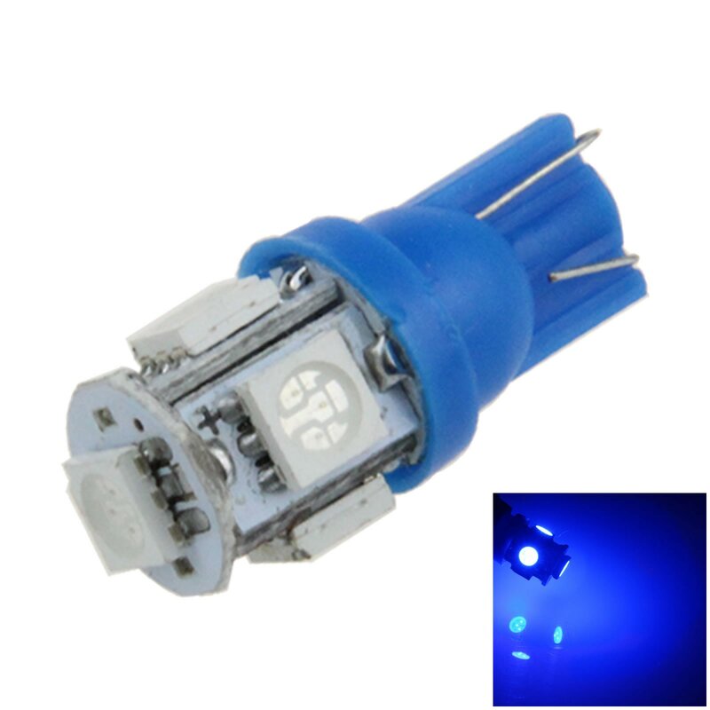 1 luz lateral azul para coche T10 W5W, lámpara de marcador, 5 emisores 5050 SMD LED 194 259 2525 A007