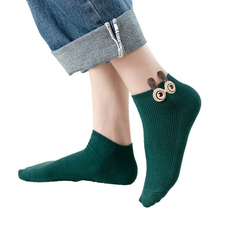 Женские новые хлопковые носки Мультяшные 3D большие глаза INS индивидуальные модные простые Универсальные женские носки-лодочки в студенческом стиле D110