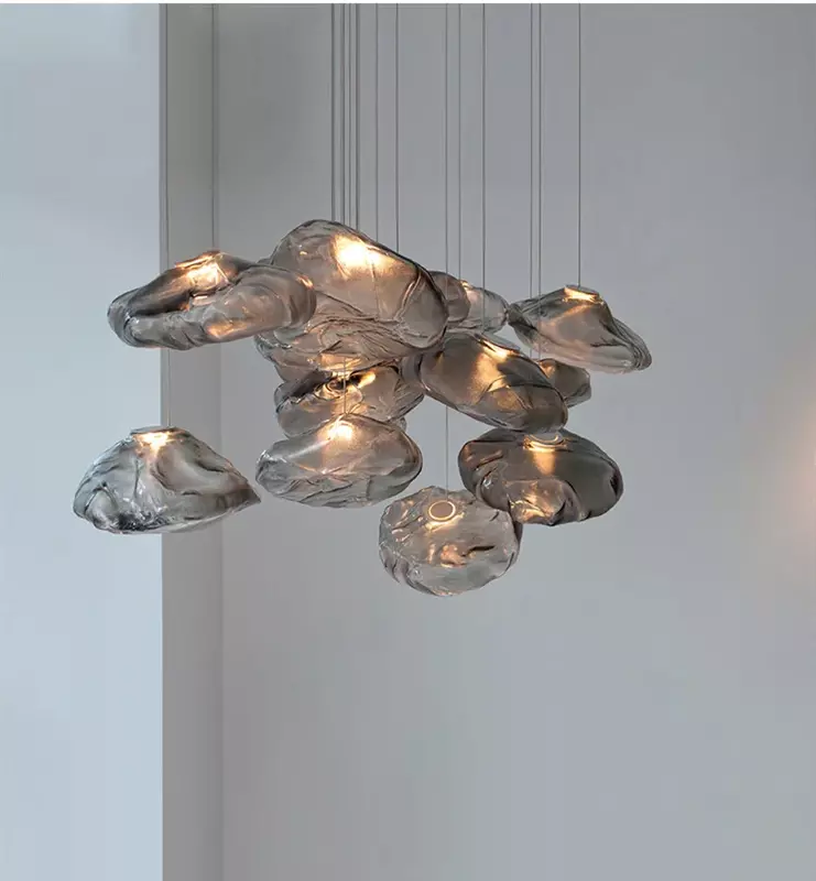 Luces colgantes de cristal en forma de nube para restaurante, dormitorio, sala de estar, Bar, arte en relieve, estilo nórdico moderno