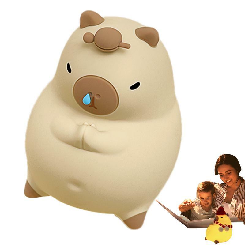 Capybara Night Light Soft Silicone Light USB Rechargeable Lamps Touch Control Lamp 3 Level Silicone Night Light Timing Function