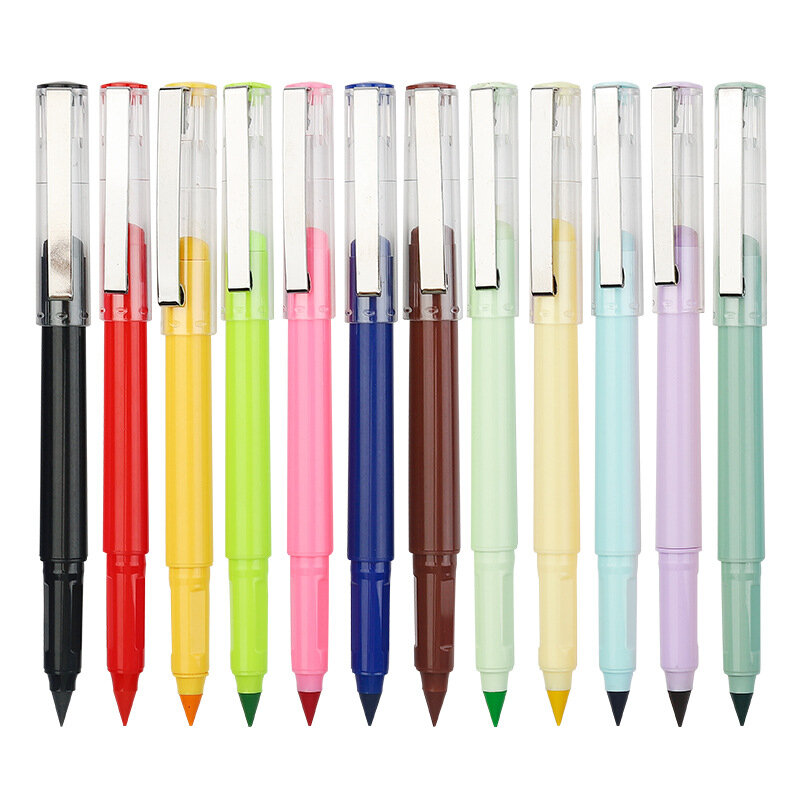 أقلام رصاص خشبية مع رؤوس لإعادة الملء للرسم والكتابة ، قلم رصاص لا ينفد أبدًا والكبارين ، 12 لونًا ، 12 لونًا ، 12