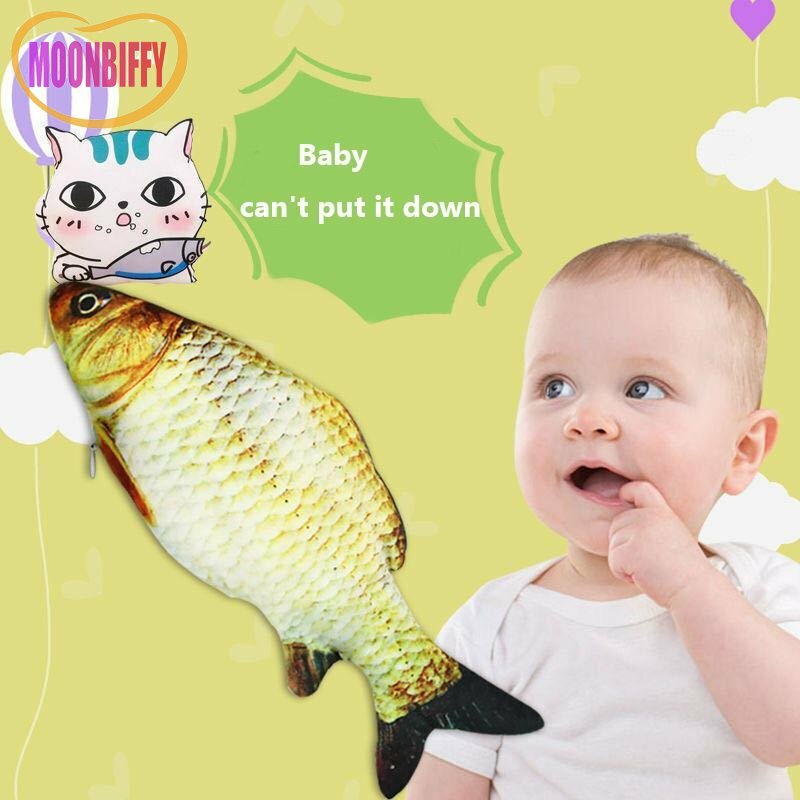 아기 전기 물고기 장난감, 노래하고 점프 시뮬레이션 봉제 전기 물고기 장난감, 수면 아기 퍼즐 조기 교육