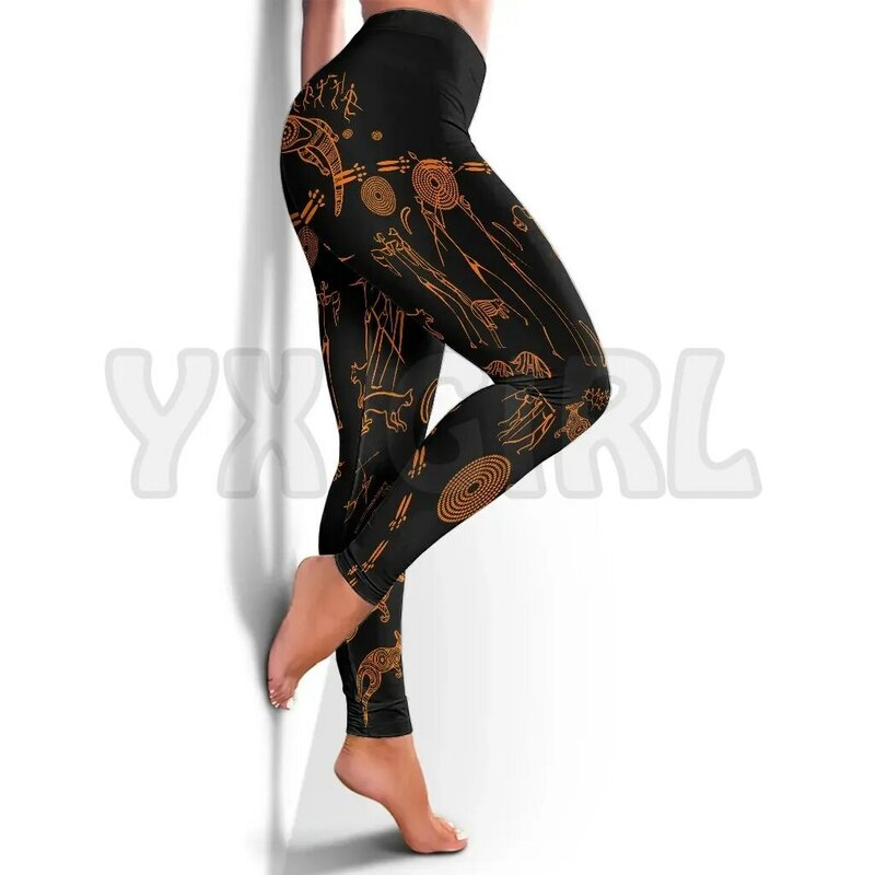 YX Anak Perempuan Wanita untuk Anak Perempuan Kehidupan Aborigin 3D Legging Cetak Seksi Elastis Perempuan Kurus Legging Gotik Yoga Legging