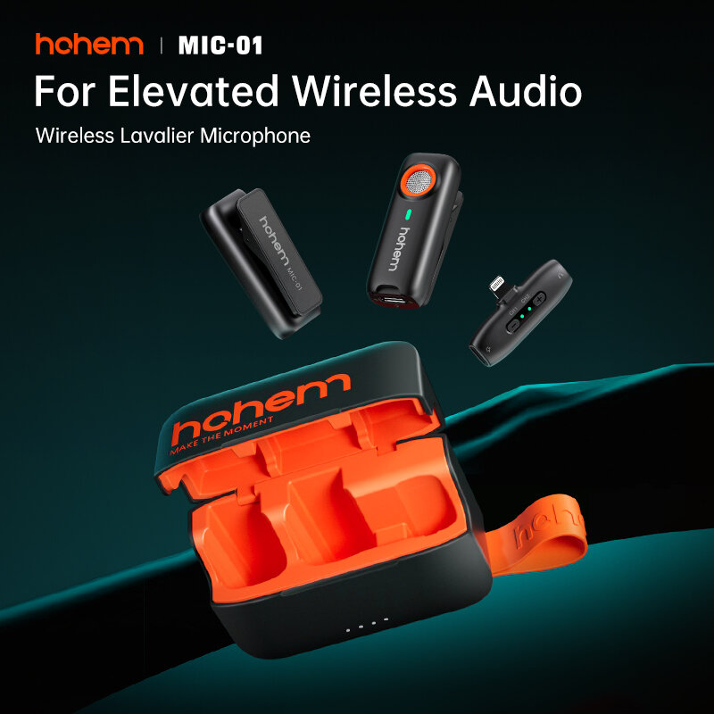 Hohem-micrófono Lavalier inalámbrico para teléfono móvil, dispositivo de Radio con cancelación de ruido, grabación en vivo, para iPhone y Android, MIC-01