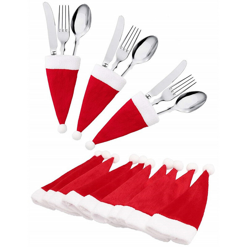Christmas Cutlery Bag Faceless Doll Santa Claus Tableware Holder Bag Fork Knife Cutlery Holder Bag Cover Christmas Decorations