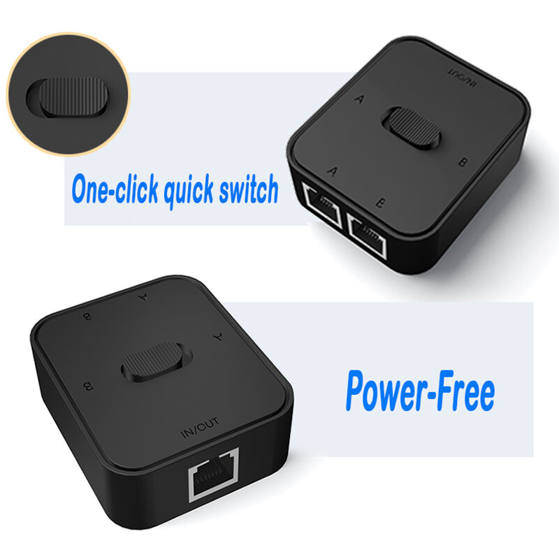 2 Port 1000 MBit/s Gigabit-Netzwerk-Switch rj45-Switch Netzwerk-Splitter-Kabel-Extender-Wahlschalter Strom freier 2-Wege-Adapteranschluss