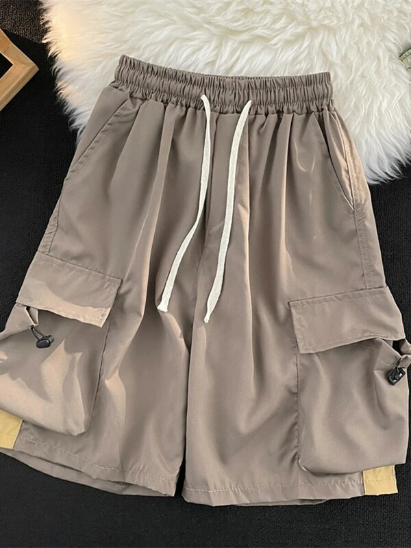 Summer Men's Casual Solid Color Work ShortsCamouflage Shorts Multi Pocket Wolf Cargo Short Trousers Men Clothing 2024 E169