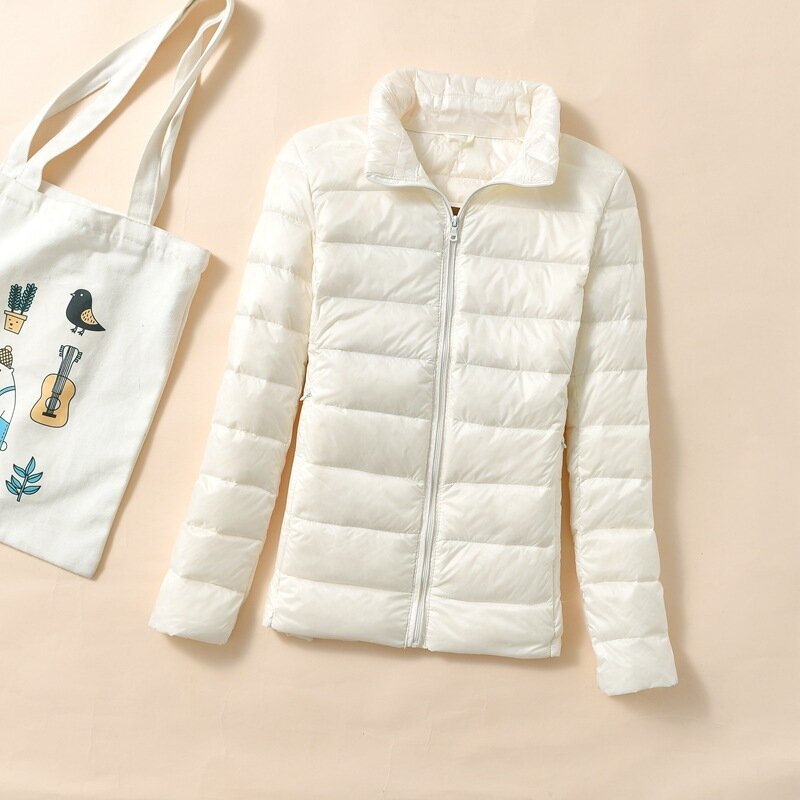 Abrigo corto de plumón de pato blanco ultraligero para mujer, Parka cálida, abrigo informal con cuello levantado, moda de invierno, nuevo