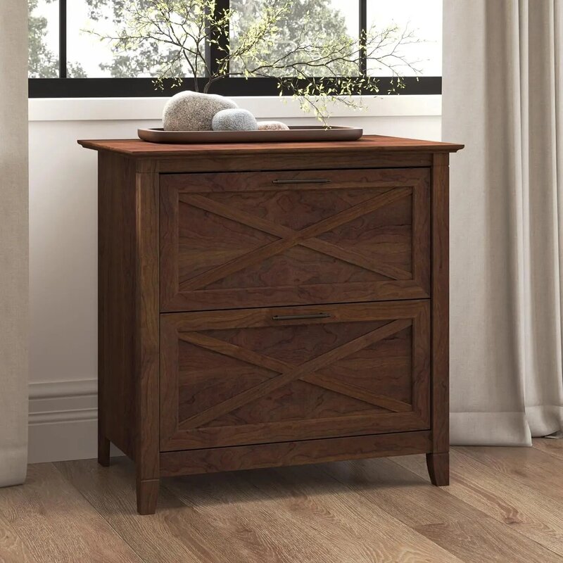 Bush Furniture Key West Lateral, 2 Home Office File Storage Cabinet with Drawers, 30"W x 20"D x 30"H, Bing Cherry