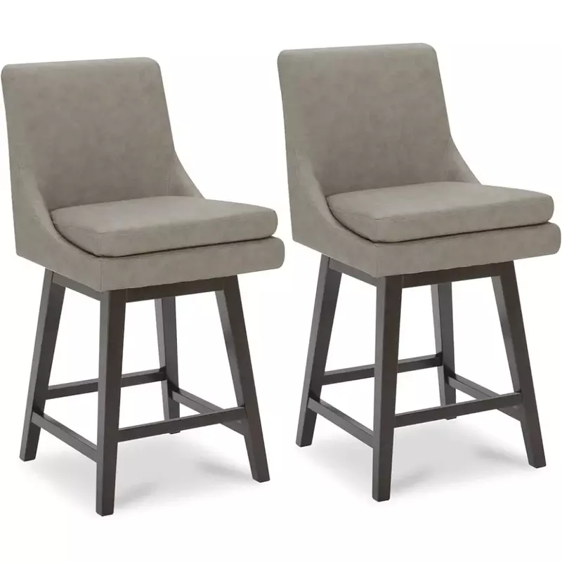 Bar Stools Set of 2, Counter Height Barstool with Back Upholstered Faux Leather Swivel Barstool, 26.8h"Seat PU Leather,Bar Chair