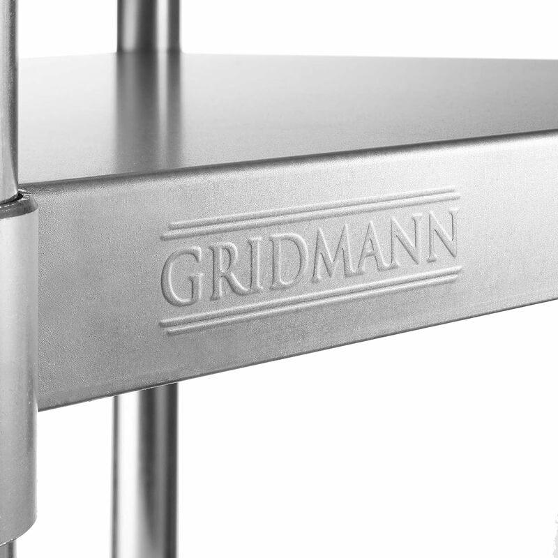 Gridmann โต๊ะเตรียมในครัวสแตนเลส, โต๊ะ48X24นิ้วพร้อมฝาหลังและชั้นวางด้านล่างโต๊ะทำงานเชิงพาณิชย์ NSF