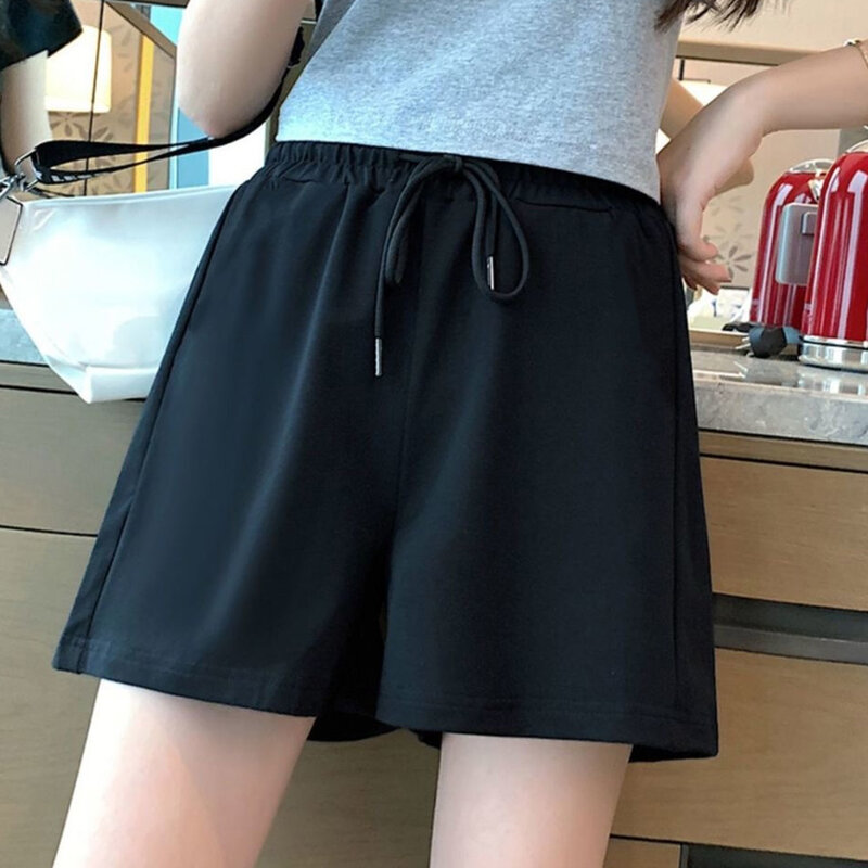 Pantalones cortos de verano para mujer, pantalón corto informal de Color brillante con bolsillo, suave, estilo coreano, ropa elástica para el hogar