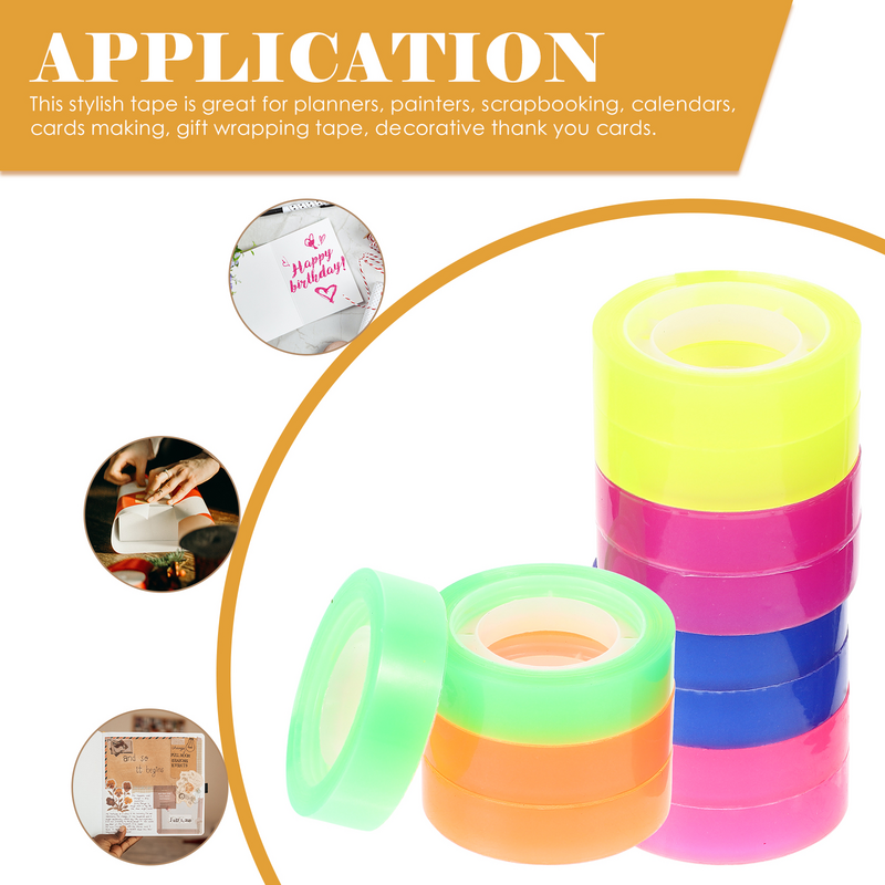 12 Rolls Color Magnetic Tape Decor Scrapbook Multipurpose DIY Crafts Bopp Decorative Clear Student Stationery