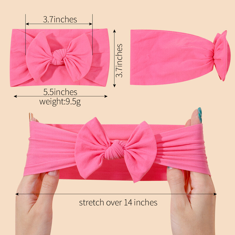 Solid Colors Baby Bowknot Headband Broadside Headwear Kids Girls Boutique Elastic Protect Turban Hair Band Baby Hair Accessories