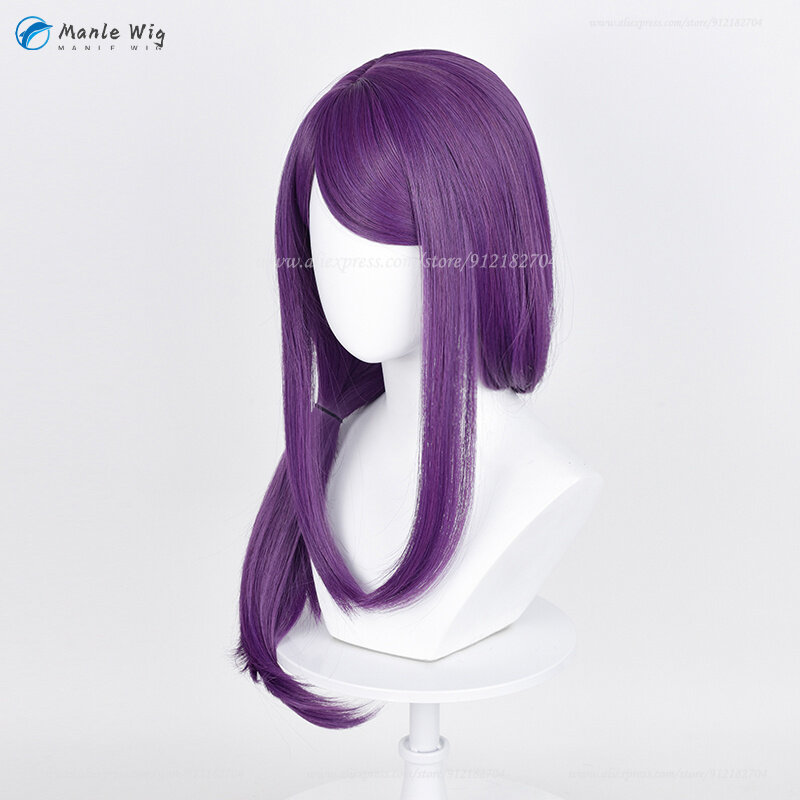 Wig Cosplay Anime wanita, Wig Cosplay kamishio Rize 70cm ungu, Wig sintetis tahan panas + topi Wig
