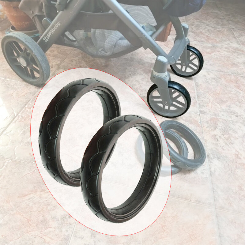 Buggy Wheel Tire For Uppababy Vista Pushchair Front Wheel PU Tubeless Tyre Cover Baby Stroller Replace Accessories