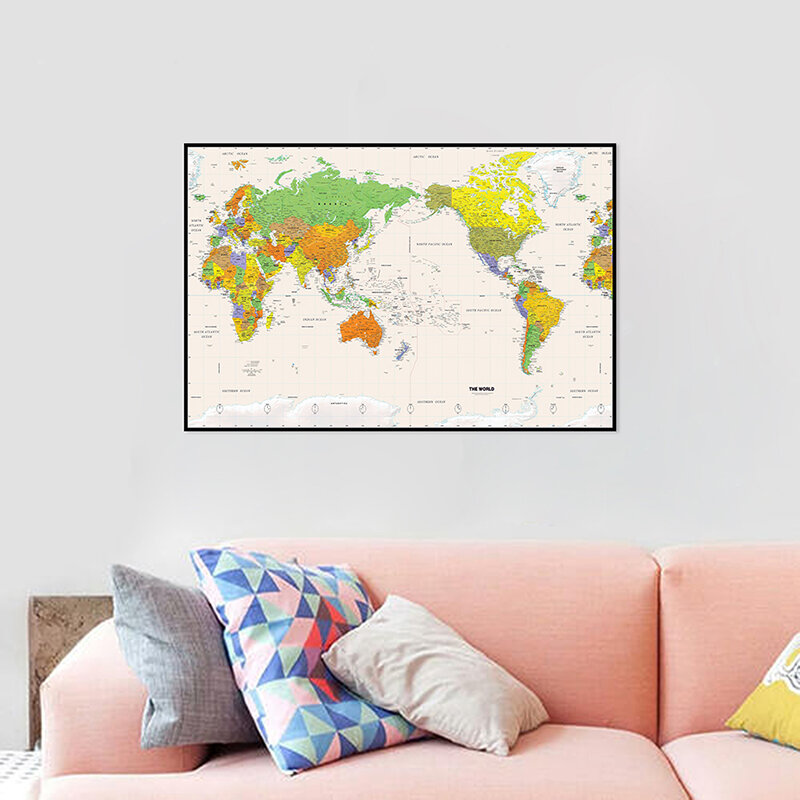Formato A2 stampato il mondo mappa fisica tela Fine pittura senza cornice per la decorazione della parete dell'ufficio domestico