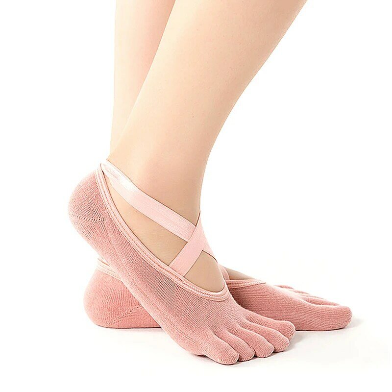 1 Pair Breathable Anti-friction Women Yoga Socks Silicone Non Slip Pilates Barre Breathable Sports Dance Socks Slippers Women