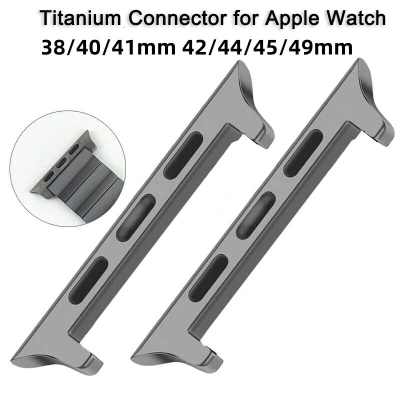 Konektor Titanium 22mm untuk Apple Watch, Ultra 49mm, 45mm, 44mm, 42mm, adaptor aksesori konektor untuk Iwatch Ultra 8 7 6 5 4 Se