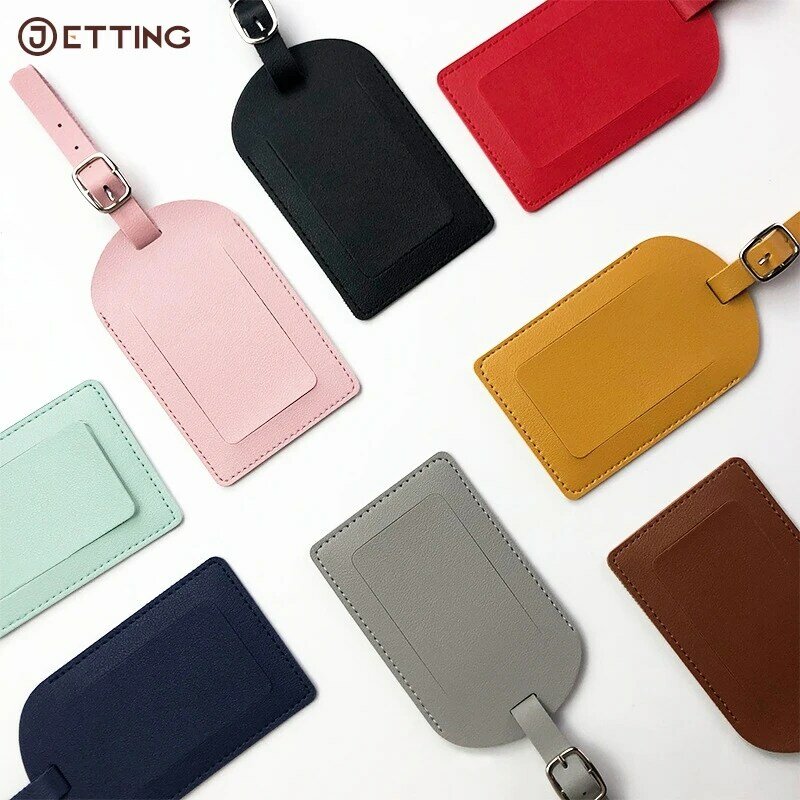 1PCS Portable PU Leather Luggage Tag Suitcase Identifier Label Baggage Boarding Bag Name ID Address Holder Travel Accessories
