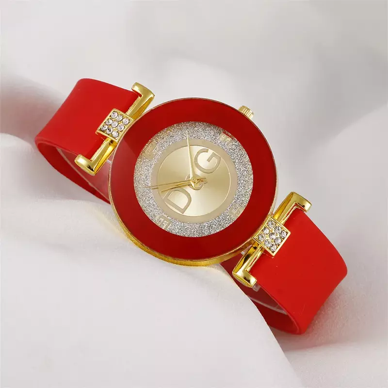 Relógio de quartzo design minimalista feminino, Relógio de pulso com pulseira de silicone, Mostrador grande, Simples, Preto, Branco, Criativo, Moda, 2024