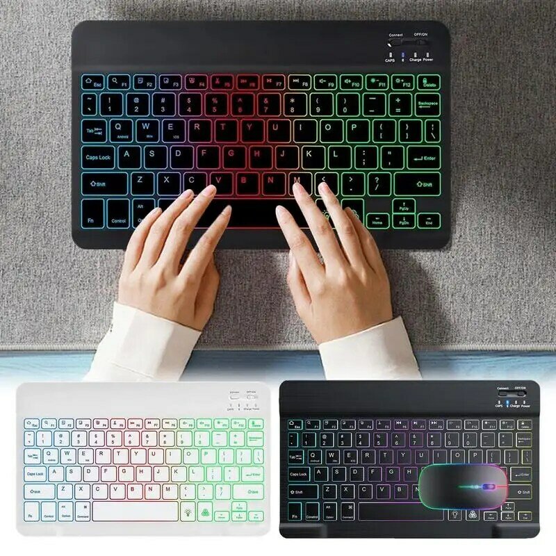 Keyboard For Tablet 10-inch Wireless Tablet BT Keyboards Ultra-Slim Colorful Multi-Device Keyboard For PC Tablet Computer Cell
