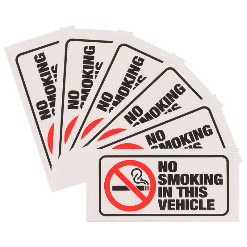 6 pcs No Smoking in This Vehicle Sign Sticker Self Adhesive Sticker Warning Sticker for Car