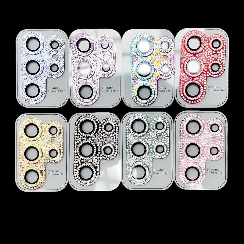 Luxo Pretty Shine Diamond Camera Lens Protector Case para Meninas, Galaxy S24 Ultra Glitter Glass Camera Cover