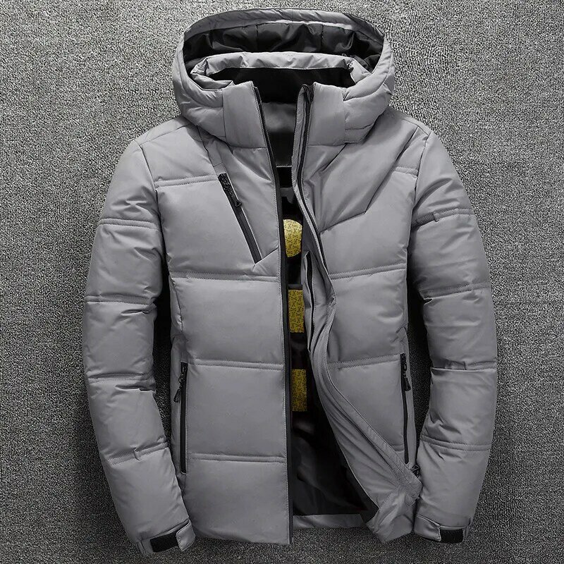 2022 nowa męska kurtka zimowa z kapturem bawełny czarna moda na co dzień Plus aksamitna zagęszczony ciepły płaszcz z suwakiem na zewnątrz wodoodporny
