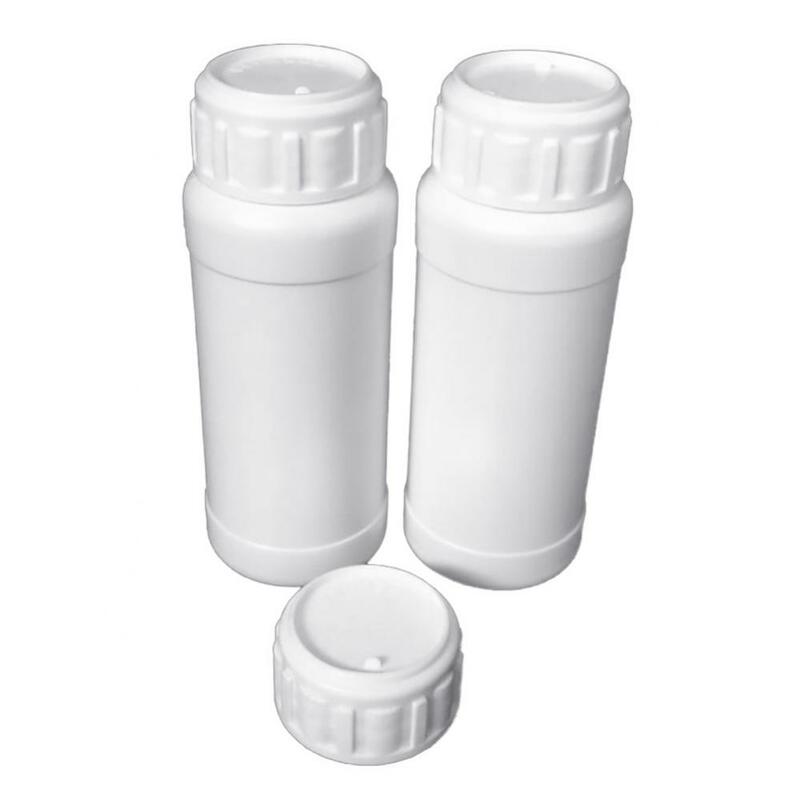 Garrafa de plástico vazia com tampão inviolável, recipiente líquido, laboratório, armazenamento químico, cilindro, 100ml