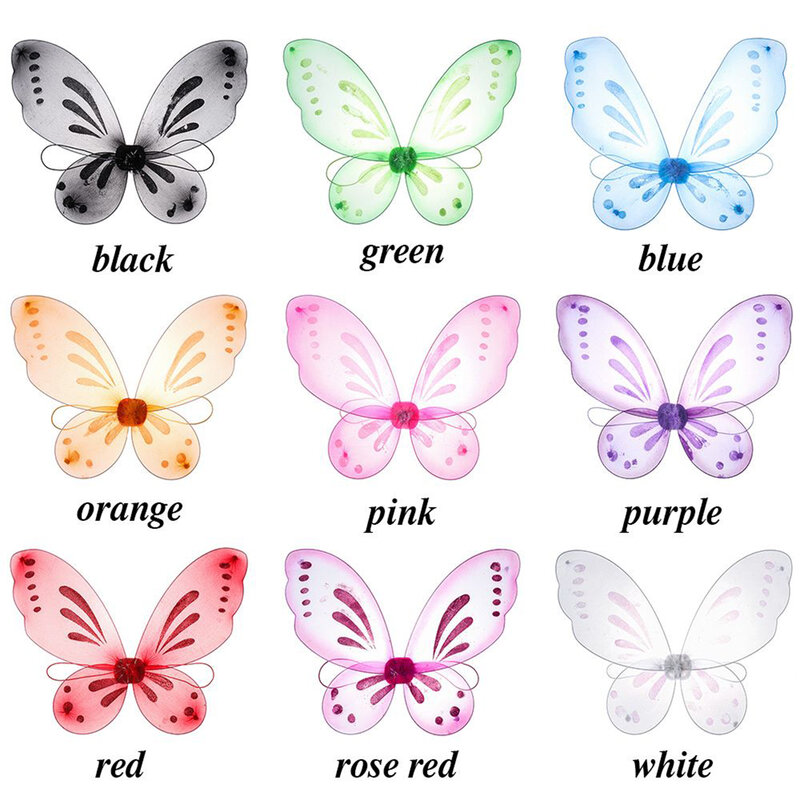 Kostum Peri Sayap Peri Kupu-kupu Anak Perempuan Sayap Putri Berkilau Hadiah Pesta Kostum Sayap Peri Gaun Balita 45X57Cm
