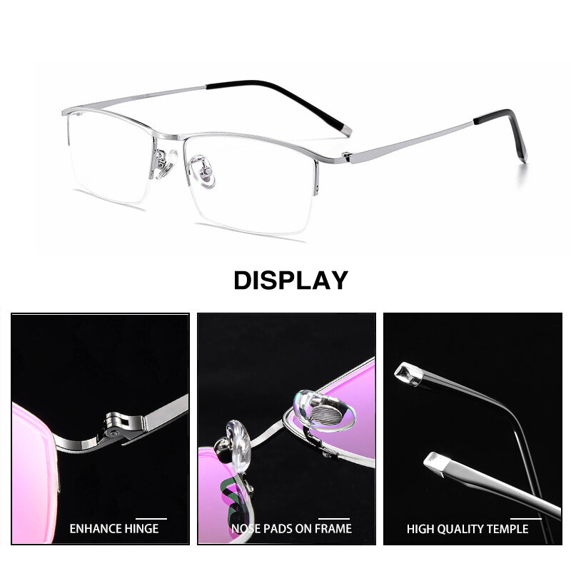 CLLOIO New Men Business Blue Light Block okulary metalowe półoprawki korekcyjne do brwi krótkowzroczność okulary optyczne