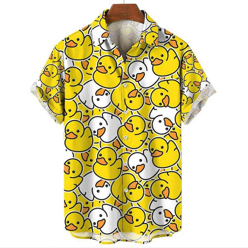 Camicie da uomo divertenti per uomo 3d Animal Duck Print top abbigliamento Casual da uomo estate top a maniche corte Tee camicia oversize allentata