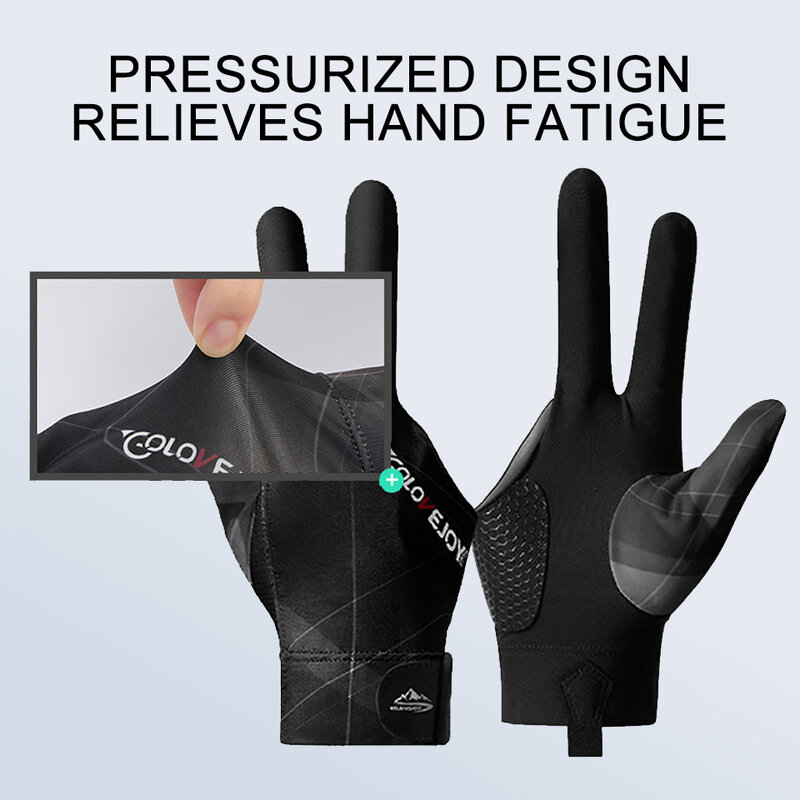 LOOGDEEL sarung tangan biliar jari penuh, stiker bisa disesuaikan sarung tangan biliar Snooker poliester, peralatan latihan portabel 1 buah