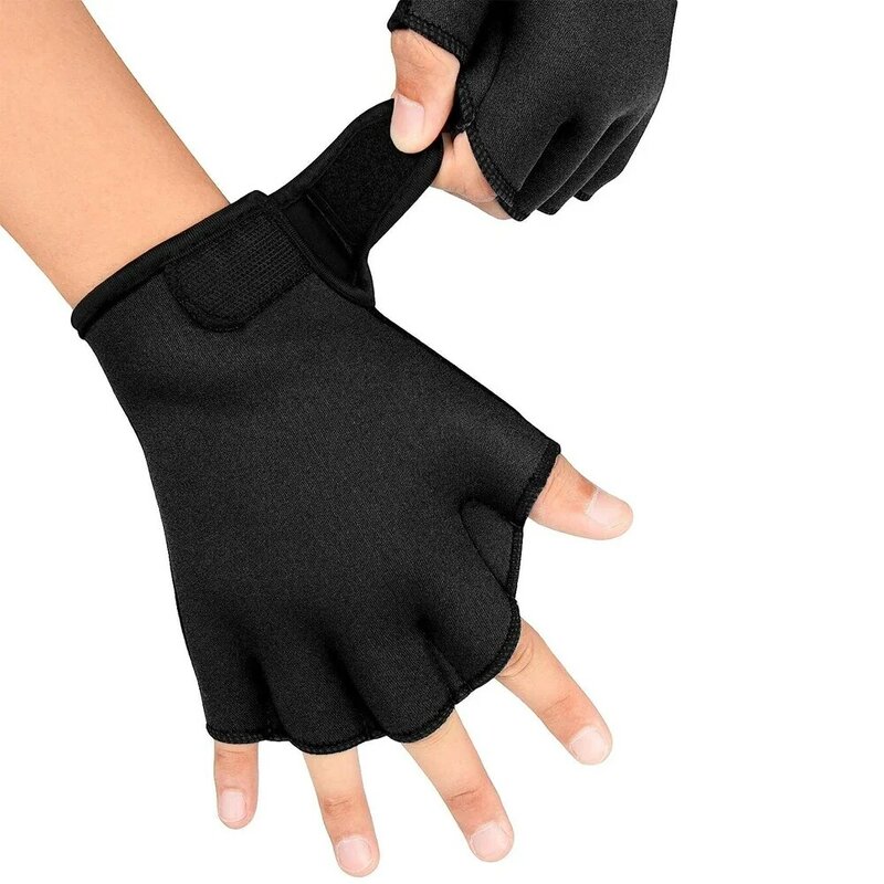 1Pair Aqua Gloves Webbed Paddle Swim Gloves Fitness Water Aerobics & Swimming Resistance Training Gloves for Men Women Children