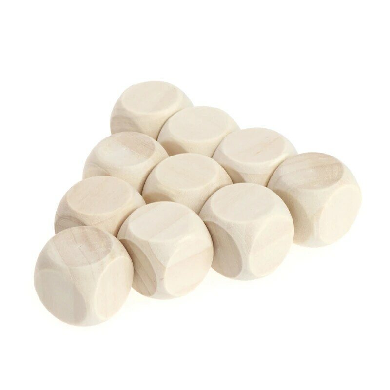 10 Cubes en bois pour l'artisanat, jeu dés vierges, blocs carrés en bois à Six côtés pour fabrication