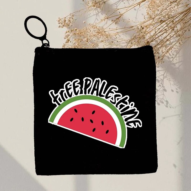 Dompet koin semangka Palestina buah lucu kartun dicetak ritsleting dompet kunci tas kecil uang saku lucu anak-anak hadiah tas Mini