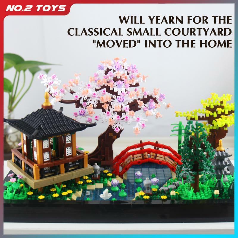 Китайская архитектура дзен сад строительные блоки модели игрушки для детей Взрослые DIY Алмазные микро кирпичи для сборки
