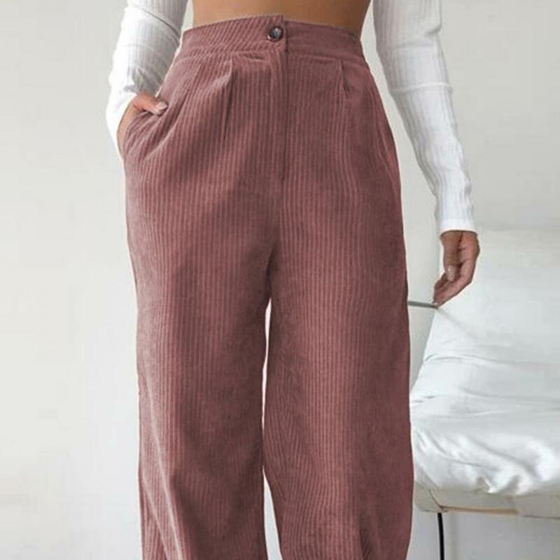 Women Trousers Long Pants Button Zipper Closure Pants Stylish Women's High Waist Wide Leg Trousers With Pockets Female Pants